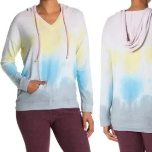 THEO & SPENCE Tie-Dye V-Neck Drawstring Hoodie Size S - Picture 1 of 5