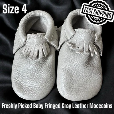 Mocasines grises de cuero plateado recién escogidos para bebé talla 4 ¡ENVÍO RÁPIDO! Foto 1 de 4