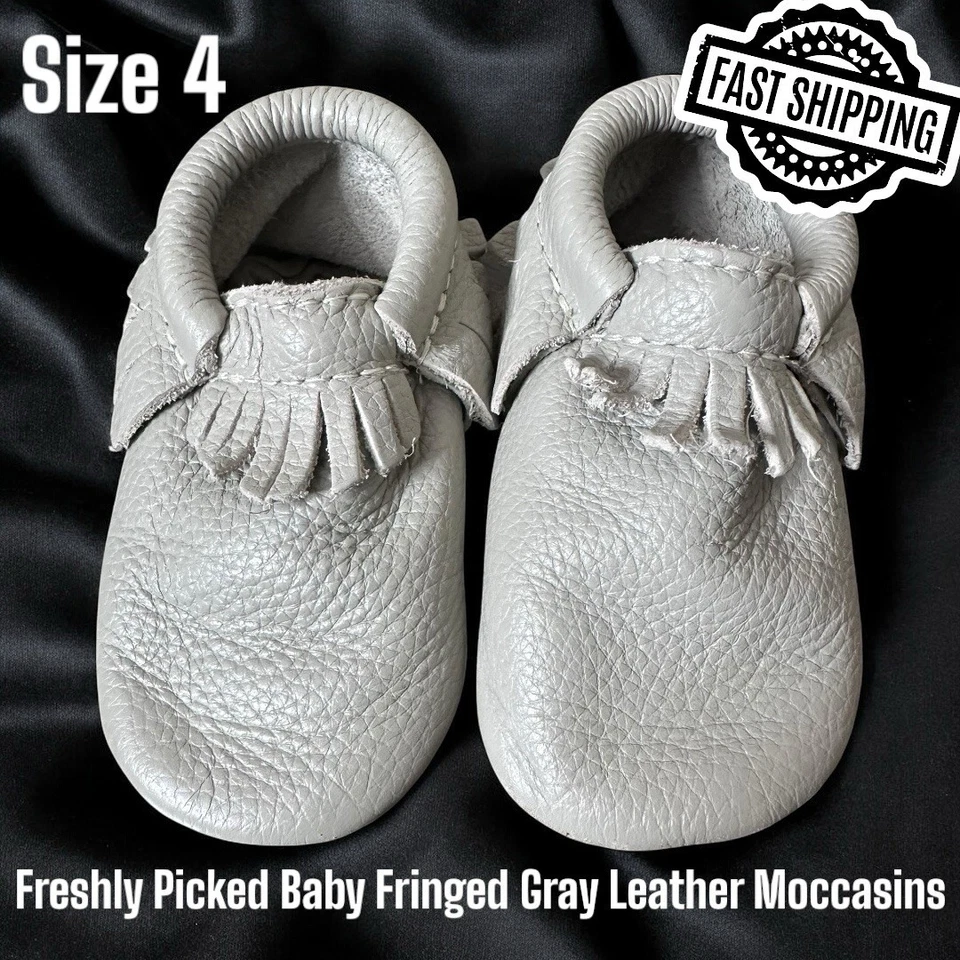Mocasines grises de cuero plateado recién escogidos para bebé talla 4 ¡ENVÍO RÁPIDO! Foto 1 de 4