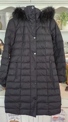 Gabardina Lands'End para mujer XS (2-4) negra acolchada con capucha y piel sintética clásica Foto 1 de 4