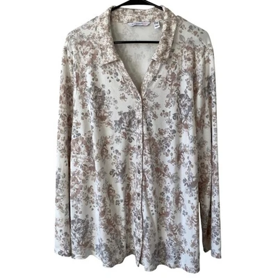 Camisa ISAAC MIZRAHI LIVE NUEVA SIN ETIQUETAS Estampado Mixto Botón Frontal Talla 2X Blanca Floral Foto 1 de 4