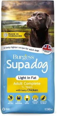 B R A N D E D Burgess Supadog Adult Dry Dog Food Chicken Light in Fat Feed All Breeds 12.5 kg
