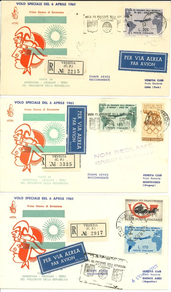 1961 Repubblica Gronchi Rosa 205 lire ricoperto su Busta Venetia cert. Raybaudi - Immagine 1 di 3