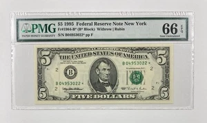 1995 Five Dollar Federal Reserve $5 Note. PCGS MS 66 Star. - Picture 1 of 3