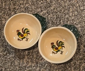 2  Poppytrail by Metlox California Rooster Lugged Cereal Soup Chili Bowls 373 - Picture 1 of 8