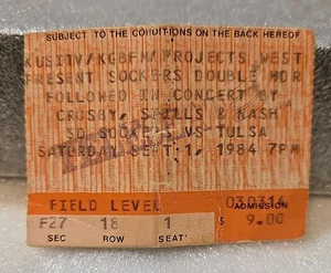 CROSBY, STILLS & NASH - 9-1-84 Following SD Sockers Game - CONCERT TICKET STUB - Picture 1 of 2