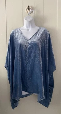 J Jill Pure Jill Elements Crushed Velvet Kimono Tunic Top In Azure Blue Sz XL - Image 1 of 4