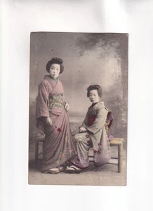 F5727) Postal, JAPÓN 2 mujeres jóvenes GEISHA 1909 - Imagen 1 de 2