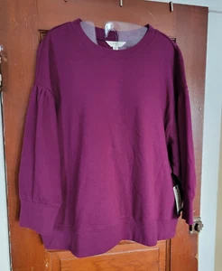NUEVO CON ETIQUETAS Terra & Sky Mujer 0X 14W Púrpura Manga Abullonada Moda Sudadera - Imagen 1 de 4