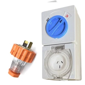 3 Pin 20 Amp 240V Switched Socket Outlet with Plug IP66 Weatherproof Switch - Bild 1 von 12