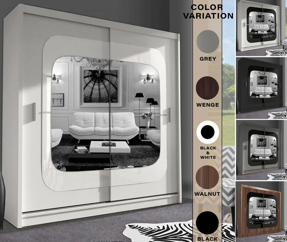 MN FURNITURE CHELSEA Modern Bedroom Furniture Sliding Double Door Wardrobe Adjustable Shelves