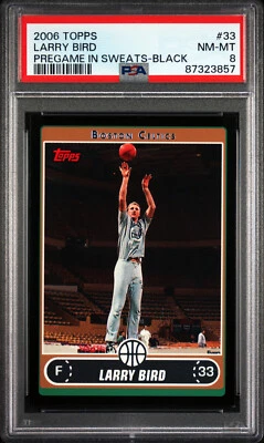 Larry Bird 2006 Topps #33 Black - Pregame Sweats - #9/99 - PSA 8 - Image 1 of 2
