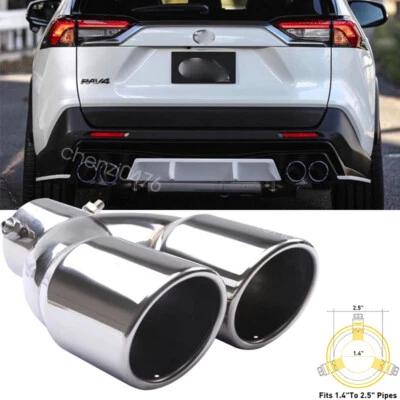 For Toyota RAV4 2.5 Inlet Rear Car Dual Exhaust Muffler Tip Tail Pipe Steel Foto 1 de 4