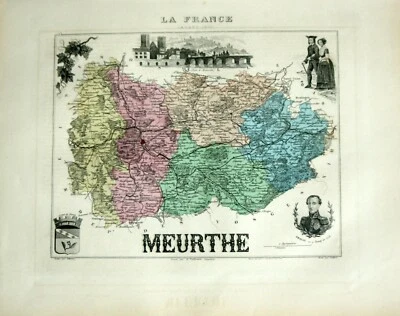 Carte géo Vuillemin Atlas Migeon 1881- 54 Meurthe - Nancy Drouot - Photo 1/2