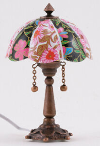 Dollhouse Miniature Floral Tiffany Table Lamp -12V