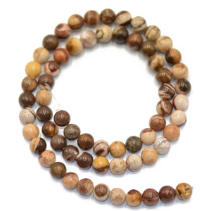 Strang Kaffee Australian Zebra Jasper Edelstein Edelstein Perlen 15 Zoll - Picture 1 of 3