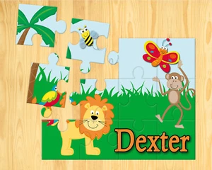 Personalised Jungle Themed jigsaw perfect gift for kids with any name printed - Picture 1 of 3