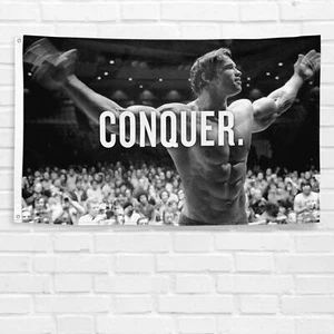 For Arnold Schwarzenegger Conquer 3x5 ft Banner Gym Fitness Workout Flag - Picture 1 of 12