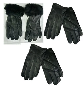 WOMENS LADIES THINSULATE LEATHER WINTER GLOVES FLEECE SOFT LINED WARM GLOVES - Picture 1 of 1