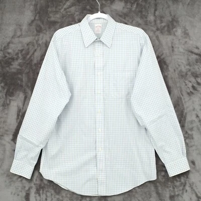 Camisa de vestir Brooks Brothers 346 abotonada para hombre 15-3/4 azul amarillo algodón a cuadros Foto 1 de 4