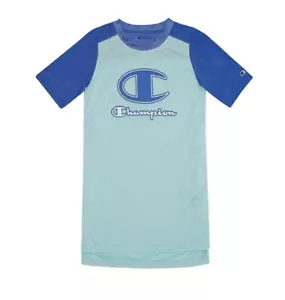 Champion Logo Big Girls Mesh Dress Breathable Soft Jersey Blue Mist Size M - Picture 1 of 2