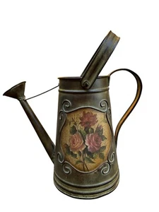 Vintage HomeGoods Watering Can Metal Rose Motif Showering W/Handle Never Used - Picture 1 of 7