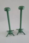 VINTAGE WOODEN PAINTED GREEN HAT STANDS SET OF 2
