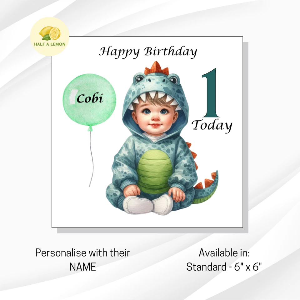 1st Birthday card, Personalised Birthday card for a boy, First Birthday, One - image 1 of 4