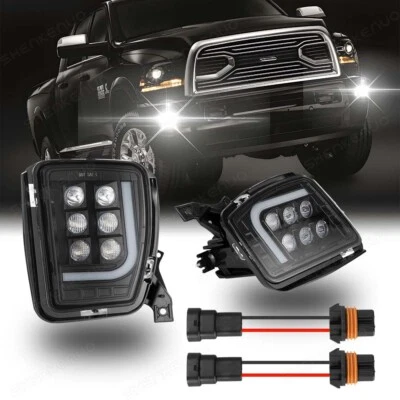 For 2013-2017Dodge Ram LED Fog Lights6000K Smoked Lens Waterproof 1500/2500/3500 - Image 1 of 4