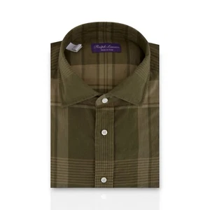 Ralph Lauren Purple Label Farm Olive Check Shirt Size L - Picture 1 of 6