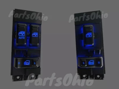 Juego de interruptores de ventana eléctrica Silverado Sierra 99-02 conductor + pasajero LED azul Foto 1 de 3