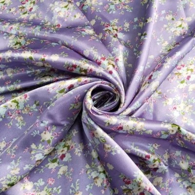 Tecido de cetim floral retrô macio 1 jarda X 1,48 metros para forro de cachecol camisa vestido faça você mesmo - Imagem 1 de 4