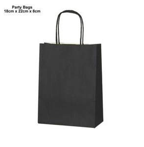Black Paper Party Bags Xmas Birthday Handle Heavyweight Strong Gift Bags 120gsm - Picture 1 of 8