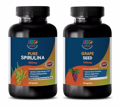 immune support capsules - SPIRULINA – GRAPE SEED EXTRACT COMBO 2B – spirulina - Image 1 of 4