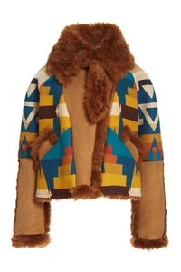 LINDSEY THORNBURG SISKIYOU AVIATOR SUEDE SHEARLING JACKET CLOAK $3500 - Picture 1 of 12