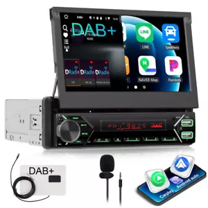 DAB+ 7" 1 DIN Elektrisch Flip Out Autoradio Apple Carplay Android Auto FM BT MP5 - Bild 1 von 21