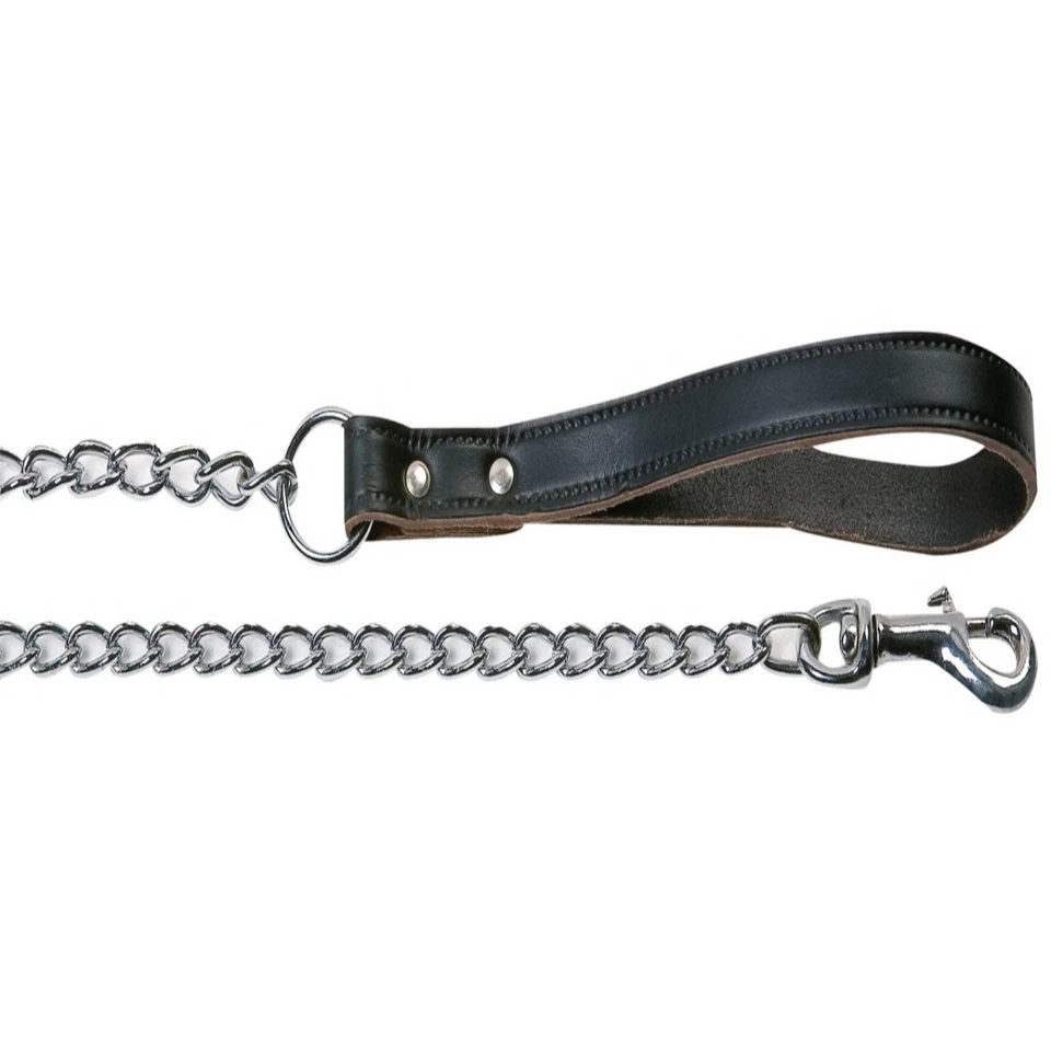 Karlie Kettenleine schwarz mit Lederschlaufe für Hunde robuste Hundeleine - Bild 1 von 1