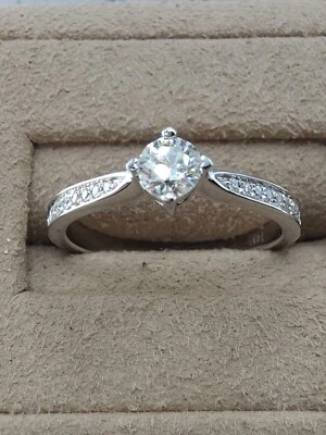0.50 CT TW NATURAL DIAMOND 14K WHITE GOLD  ENGAGEMENT RING. - Image 1 of 4