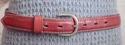 Ceinture vintage femme en cuir patiné pleine fleur, T 95 made in Italy - Photo 1/4