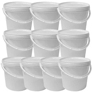 10 Stück 5 Liter Eimer mit Deckel  lebensmittelecht  Plastikbehälter Wassereimer - Bild 1 von 3