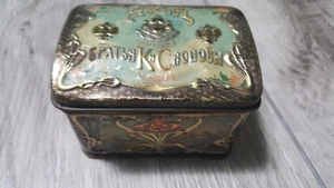 Antique ca. 1910 Russian Popov Brothers Tea Caddy Box hand painted TIN VINTAGE! - Picture 1 of 10