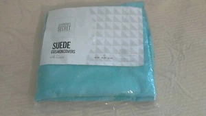 Poly Suede Aqua Pillow Covers 18" x 18" Zips Wash/Dry NEW In Pack Set Of 2 - Picture 1 of 5