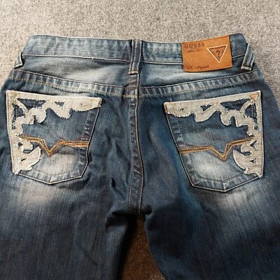 Guess Jeans Mens Size 31 (Fits 30x33) Y2K Rebel Straight Leg Nice Whiskers - Image 1 of 4