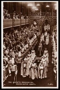 Queen Elizabeth II Prozession Westminster Abbey Krönung 1953 RP Postkarte - Bild 1 von 2