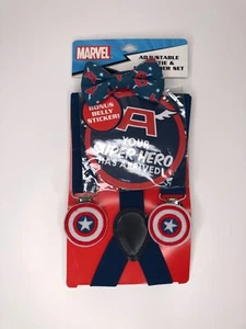 NEW Marvel Captain America Bowtie & Suspender Set Infant Toddler Newborn - Picture 1 of 3