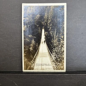 RPPC Postcard Suspension Bridge Capilano Canyon Vancouver BC Canada 1925 posted - Picture 1 of 5