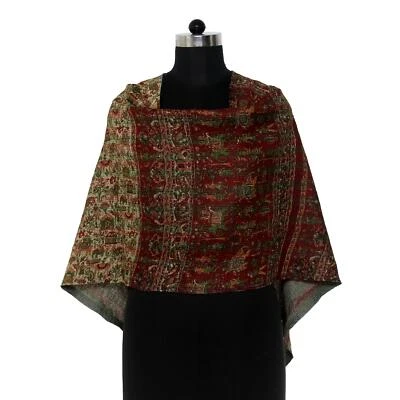 Sciarpa lunga vintage indiana Kantha Dupatta seta ricamata velo stola stalla ... - Immagine 1 di 4
