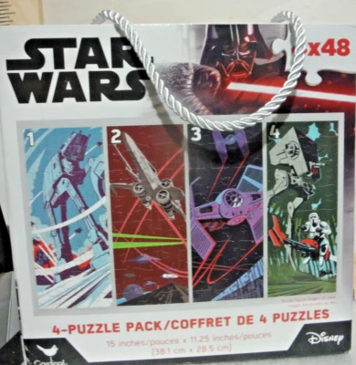 Disney Star Wars 4 Puzzle Pack Cardinal 48 Pcs. 15” X 11.25”  SEALED NEW! - Image 1 of 4