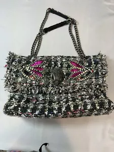 Kurt Geiger Kensington Multicolor Tweed Fabric Crossbody Rhinestones - Picture 1 of 13