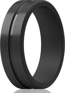 Silicone Wedding Rings for Men, Beveled Brushed Top Edges 6.35Mm Wide 2Mm Thi... - Picture 1 of 1